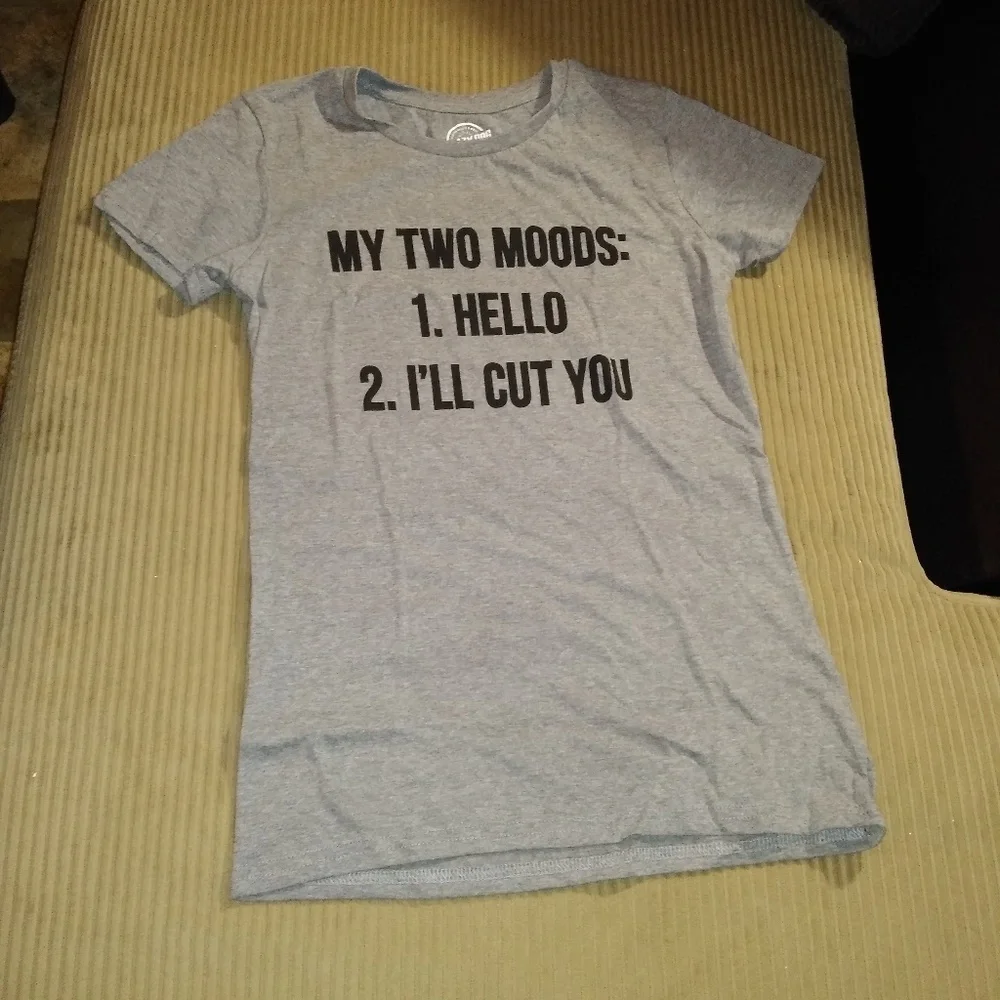 Crazy Dog T-Shirts Heather Gray Women's 2 Moods Graphic T-Shirt - Picture 2 of 6